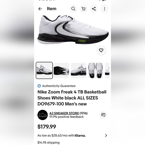 Men's Nike Zoom Freak 4 TB, White/Black-White. Size 11 - Picture 10 of 11